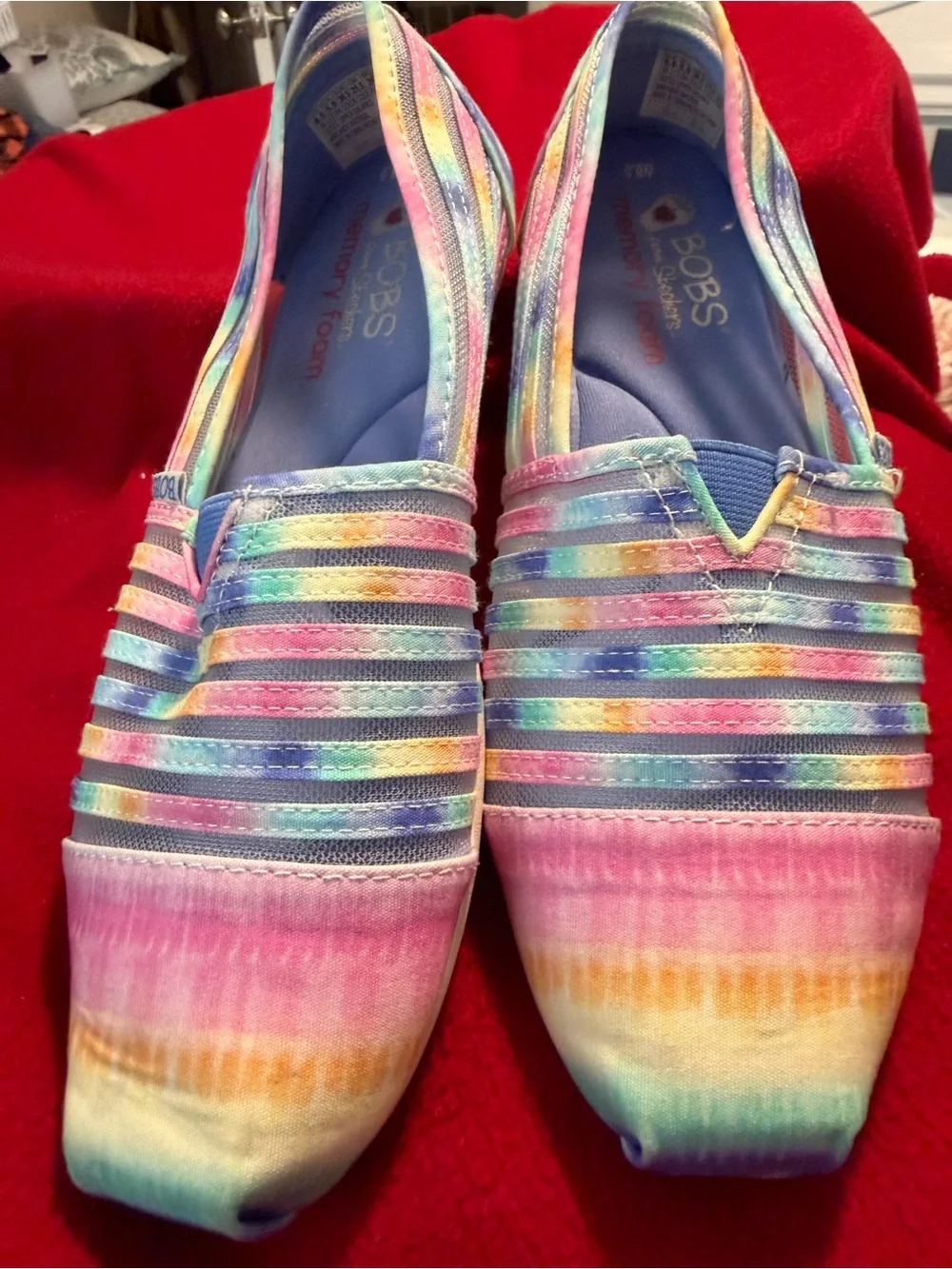 Skechers BOBS Slip-On Flats - Pastel Rainbow Tie-Dye